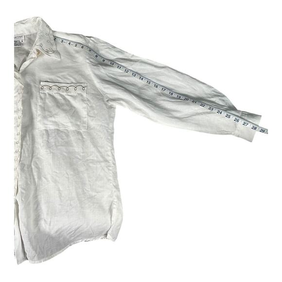 Vintage Courtenay 100% Linen Beach Light Weight Long Sleeve Size 10 Button Down - Picture 9 of 11